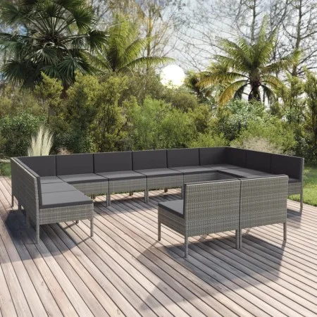 12-piece garden furniture set and gray synthetic rattan cushions by vidaXL, Garden sets - Ref: Foro24-3094614, Price: 973,38 ...