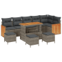 Conjunto de Sofá de Jardín de 10 Piezas con Cojines Gris Poliratán Acacia de , Sofás de exterior - Ref: Foro24-3365283, Preci...