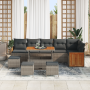 Conjunto de Sofá de Jardín de 10 Piezas con Cojines Gris Poliratán Acacia de , Sofás de exterior - Ref: Foro24-3365283, Preci...