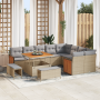 Juego de Sofá de Jardín de 12 Piezas con Cojines Beige Poliratán Acacia | Foro24.es | Tu tienda online para hogar, jardín y más Foro24.es
