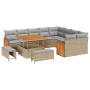 Juego de Sofá de Jardín de 12 Piezas con Cojines Beige Poliratán Acacia | Foro24.es | Tu tienda online para hogar, jardín y más Foro24.es