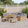 Juego de Sofá de Jardín de 12 Piezas con Cojines Beige Poliratán Acacia | Foro24.es | Tu tienda online para hogar, jardín y más Foro24.es