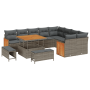 Conjunto de Sofá de Jardín de 12 Piezas con Cojines Gris Poliratán Acacia | Foro24.es | Tu tienda online para hogar, jardín y más Foro24.es