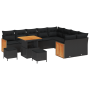 Set de Sofá de Jardín  de 12 Piezas con Cojines Negro Polirratán Acacia | Foro24.es | Tu tienda online para hogar, jardín y más Foro24.es