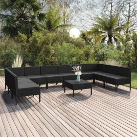 Garden furniture set 11 pieces black synthetic rattan cushions by vidaXL, Garden sets - Ref: Foro24-3094601, Price: 896,71 €,...