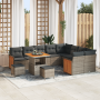 Conjunto de Sofá de Jardín de 12 Piezas con Cojines Gris Poliratán Acacia | Foro24.es | Tu tienda online para hogar, jardín y más Foro24.es
