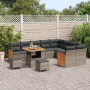 Conjunto de Sofá de Jardín de 12 Piezas con Cojines Gris Poliratán Acacia | Foro24.es | Tu tienda online para hogar, jardín y más Foro24.es