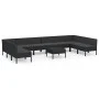Set de muebles de jardín 11 pzas cojines ratán sintético negro de vidaXL, Conjuntos de jardín - Ref: Foro24-3094601, Precio: ...