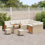 Juego de Sofás de Jardín de 12 Piezas con Cojines Beige Poliratán Acacia de , Sofás de exterior - Ref: Foro24-3365296, Precio...