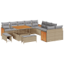 Conjunto de Sofá de Jardín de 13 Piezas con Cojines Beige de Poliratán Acacia | Foro24.es | Tu tienda online para hogar, jardín y más Foro24.es
