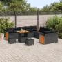 Juego de Sofá de Jardín de 13 Piezas con Cojines Negro Poliratán Acacia de , Sofás de exterior - Ref: Foro24-3365309, Precio:...