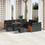 Set de Sofá de Jardín de 13 Piezas con Cojines Negro Poliratán Acacia de , Sofás de exterior - Ref: Foro24-3365314, Precio: 8...