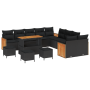 Conjunto de Sofás de Jardín de 14 Piezas con Cojines Negro Poliratán Acacia de , Sofás de exterior - Ref: Foro24-3365319, Pre...