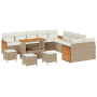 Conjunto de Sofás de Jardín de 14 Piezas con Cojines Beige Poliratán Acacia de , Sofás de exterior - Ref: Foro24-3365321, Pre...