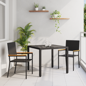 Set de Comedor para Jardín de 3 Piezas Negro de Poliratán de , Sillas de jardín - Ref: Foro24-3365384, Precio: 189,43 €
