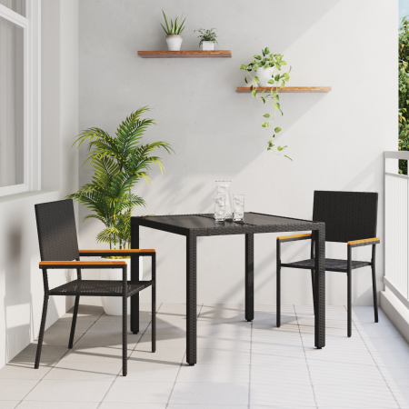 Set de Comedor para Jardín de 3 Piezas Negro de Poliratán de , Sillas de jardín - Ref: Foro24-3365384, Precio: 189,43 €