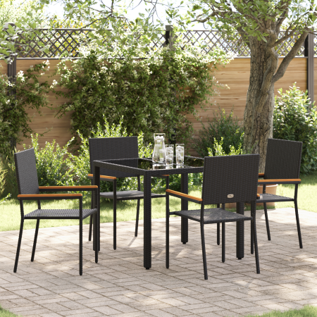 Juego de Comedor de Jardín de 5 piezas Negro Poliratán de , Sillas de jardín - Ref: Foro24-3365387, Precio: 285,68 €, Descuen...