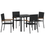 Juego de Comedor de Jardín de 5 piezas Negro Poliratán de , Sillas de jardín - Ref: Foro24-3365387, Precio: 285,68 €, Descuen...