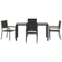 Juego de Comedor de Jardín de 5 Piezas Negro Polirratán de , Sillas de jardín - Ref: Foro24-3365390, Precio: 316,89 €