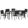 Conjunto de Comedor de Jardín de 7 Piezas Negra de Poliratán de , Sillas de jardín - Ref: Foro24-3365396, Precio: 421,89 €