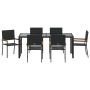 Conjunto de Comedor de Jardín de 7 Piezas Negra de Poliratán de , Sillas de jardín - Ref: Foro24-3365396, Precio: 421,89 €