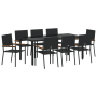 Juego de Comedor de Jardín de 9 Piezas Negro Poliratán de , Sillas de jardín - Ref: Foro24-3365399, Precio: 517,59 €