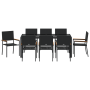 Juego de Comedor de Jardín de 9 Piezas Negro Poliratán de , Sillas de jardín - Ref: Foro24-3365399, Precio: 517,59 €