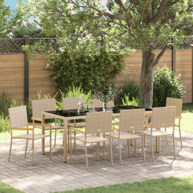 Conjunto de comedor de jardín de 9 piezas beige ratán poliéster de , Sillas de jardín - Ref: Foro24-3365401, Precio: 549,46 €...