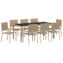 Conjunto de comedor de jardín de 9 piezas beige ratán poliéster de , Sillas de jardín - Ref: Foro24-3365401, Precio: 549,46 €...