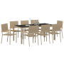 Conjunto de comedor de jardín de 9 piezas beige ratán poliéster de , Sillas de jardín - Ref: Foro24-3365401, Precio: 549,46 €...