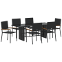 Juego de Comedor de Jardín de 7 Piezas en Poliratán Negro de , Sillas de jardín - Ref: Foro24-3365424, Precio: 441,52 €, Desc...