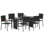 Juego de Comedor de Jardín de 7 Piezas en Poliratán Negro de , Sillas de jardín - Ref: Foro24-3365424, Precio: 441,52 €, Desc...