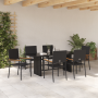 Juego de Comedor de Jardín de 7 Piezas en Poliratán Negro de , Sillas de jardín - Ref: Foro24-3365424, Precio: 441,52 €, Desc...