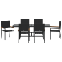 Juego de Comedor de Jardín de 7 Piezas en Poliratán Negro de , Sillas de jardín - Ref: Foro24-3365424, Precio: 441,52 €, Desc...