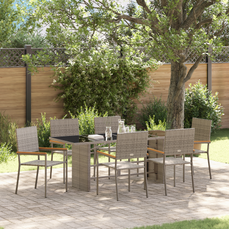 Conjunto de comedor de jardín de 7 piezas  Gris Poliratán | Foro24.es | Tu tienda online para hogar, jardín y más Foro24.es