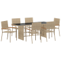 Juego de Comedor de Jardín de 7 Piezas Beige Poliratán de , Sillas de jardín - Ref: Foro24-3365426, Precio: 476,64 €