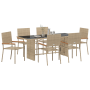 Juego de Comedor de Jardín de 7 Piezas Beige Poliratán de , Sillas de jardín - Ref: Foro24-3365426, Precio: 476,64 €