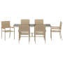 Juego de Comedor de Jardín de 7 Piezas Beige Poliratán de , Sillas de jardín - Ref: Foro24-3365426, Precio: 476,64 €