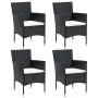 Garden dining set 5 pieces with black synthetic rattan cushions by vidaXL, Garden sets - Ref: Foro24-3094975, Price: 387,96 €...