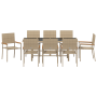 Juego de Comedor de Jardín de 9 Piezas Beige Poliratán de , Sillas de jardín - Ref: Foro24-3365429, Precio: 582,78 €