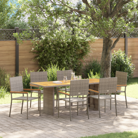 Conjunto de Comedor de Jardín de 7 Piezas Gris Poliratán de , Sillas de jardín - Ref: Foro24-3365431, Precio: 477,07 €