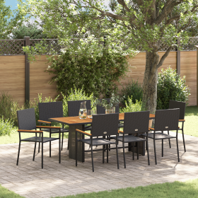 Set de Comedor de Jardín de 9 Piezas Negro de Poliratán de , Sillas de jardín - Ref: Foro24-3365432, Precio: 547,80 €, Descue...