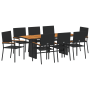 Set de Comedor de Jardín de 9 Piezas Negro de Poliratán de , Sillas de jardín - Ref: Foro24-3365432, Precio: 547,80 €, Descue...