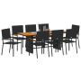 Set de Comedor de Jardín de 9 Piezas Negro de Poliratán de , Sillas de jardín - Ref: Foro24-3365432, Precio: 547,80 €, Descue...