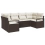Conjunto de sofá de jardín 6 pcs Marrón Poliratán