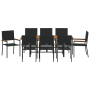 Set de Comedor de Jardín de 9 Piezas Negro de Poliratán de , Sillas de jardín - Ref: Foro24-3365432, Precio: 547,80 €, Descue...