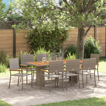 Juego de Comedor de Jardín  de 9 Piezas Gris Poliratán | Foro24.es | Tu tienda online para hogar, jardín y más Foro24.es