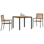 Set de Comedor de Jardín 3 Piezas Acacia de Ratan Sintético Negro de , Sillas de jardín - Ref: Foro24-3365434, Precio: 222,42...