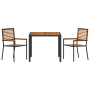 Set de Comedor de Jardín 3 Piezas Acacia de Ratan Sintético Negro de , Sillas de jardín - Ref: Foro24-3365434, Precio: 222,42...