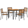 Juego de Comedor de Jardín de 5 Piezas Acacia de Ratan Poly Negro de , Sillas de jardín - Ref: Foro24-3365436, Precio: 328,50...